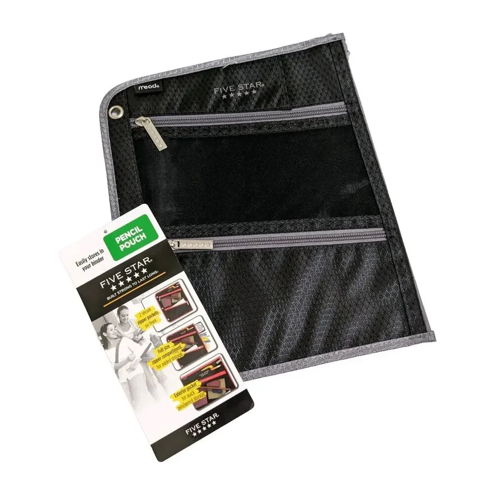 Mead Five Star Pencil Pouch Binder 3 Zipper Compartment Back To School Supply
